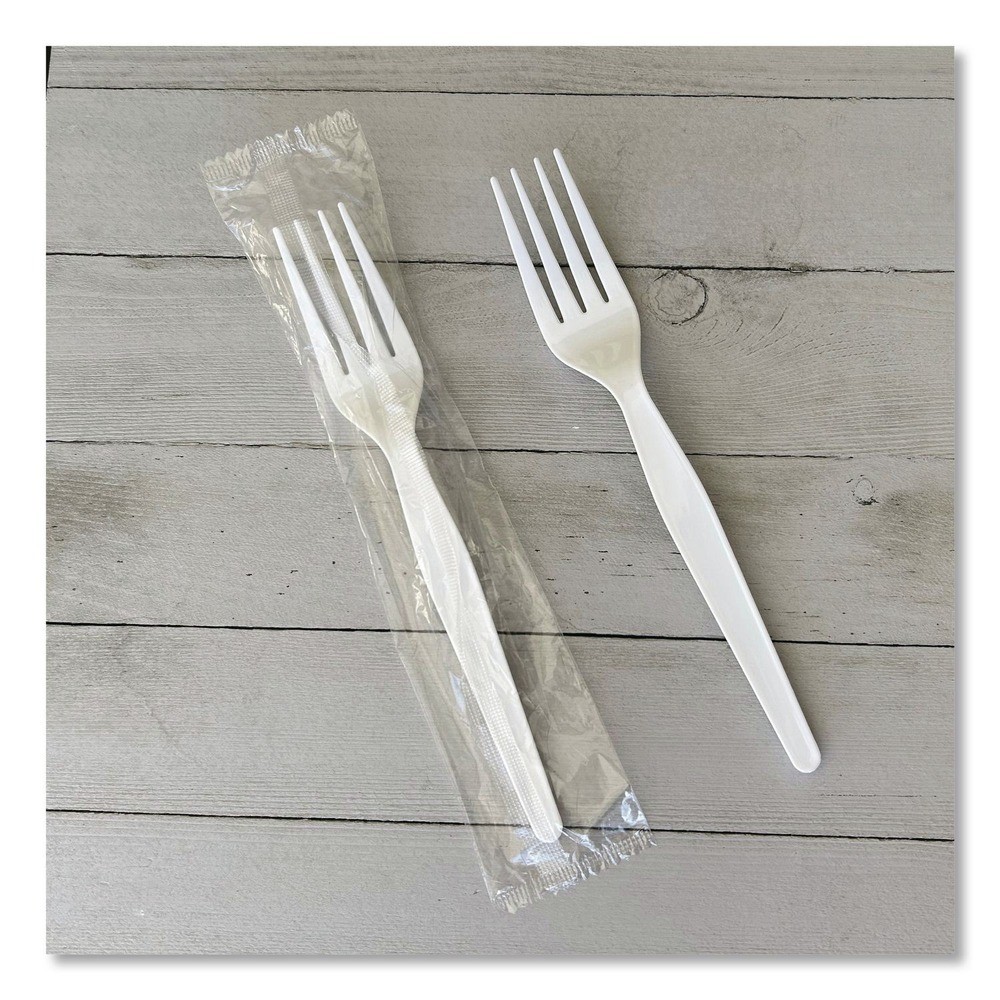 Boardwalk FORKWHPSIW Wrapped Polystyrene Plastic Fork Cutlery (1000/CT) New