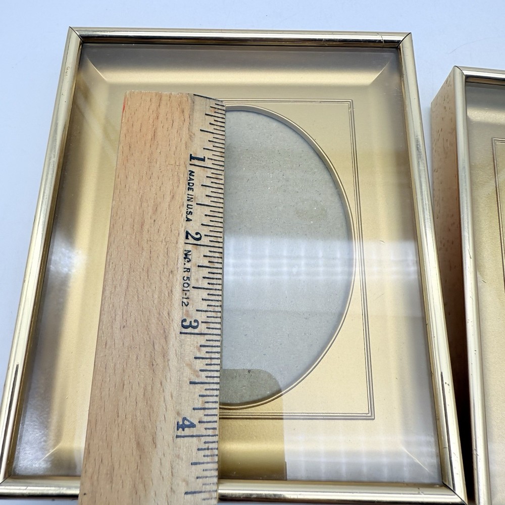 Vintage Small Gold Oval Deep Table Frame Set 2