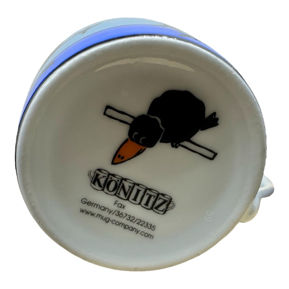 2 KONITZ ESPRESSO Cup CROW on BLUE HAND PAINTED