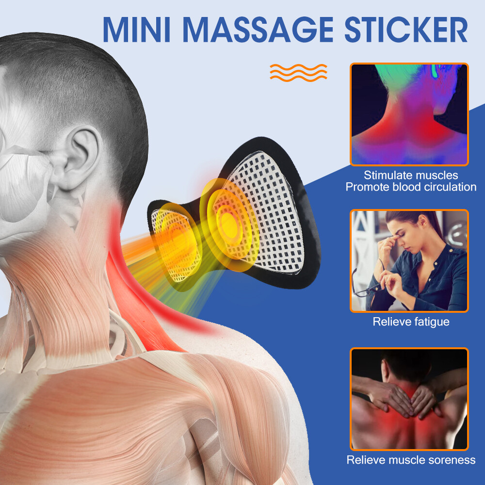 5Pcs Portable Mini Electric Neck Back Massager Cervical Massage Patch Stimulator
