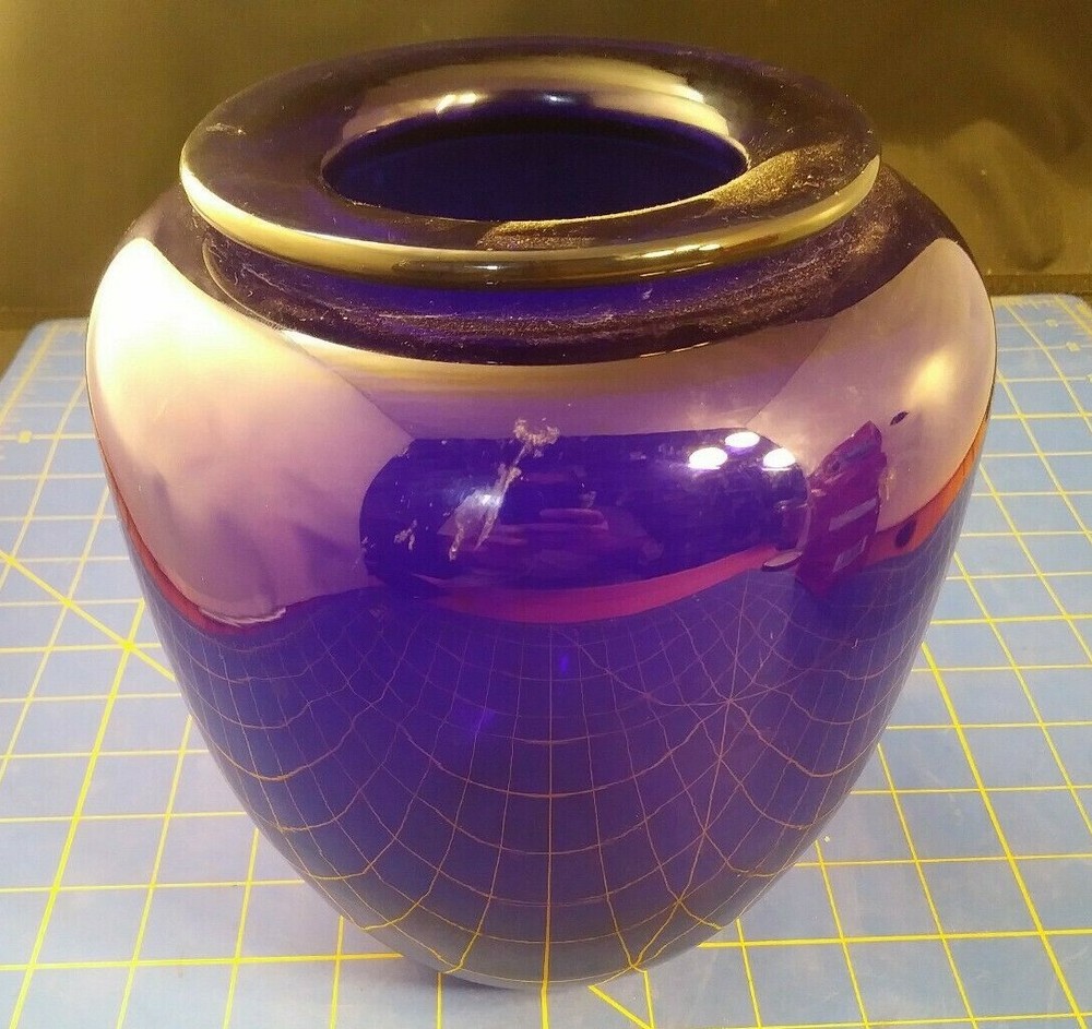 Blue Hand Made Vase. Storage Auction Find.