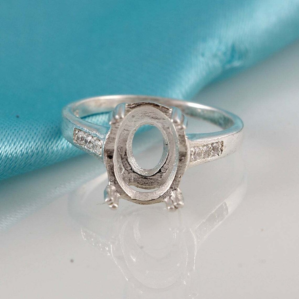 925 Silver 9x11 mm Oval Semi Mount Ring Setting CZ Setting Engagement Setting