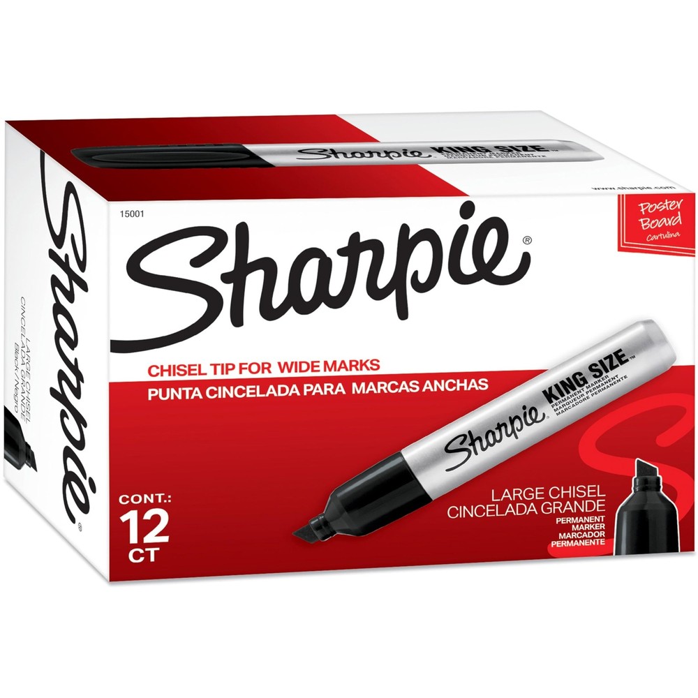 Sharpie King Size Permanent Markers Large Chisel Tip, Great for Poster Boards, B