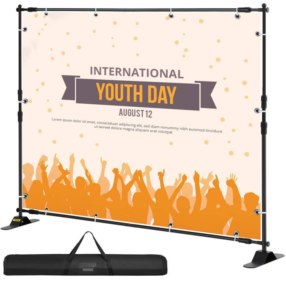 10x8ft Freestanding Step and Repeat Banner Stand with Adjustable Mounting