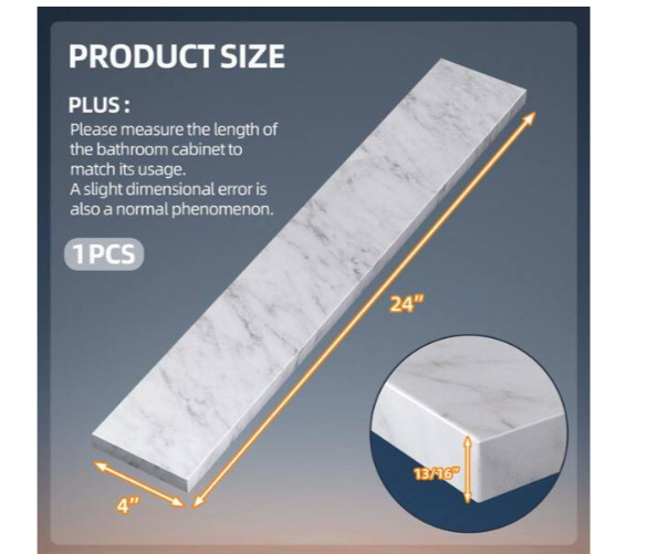 NTQ 24 in. Real Marble Vanity Backsplash Marble Bathroom Vanity Back Splash