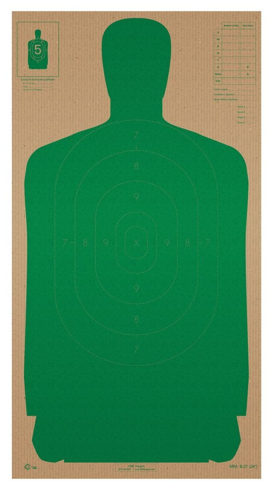 (24") GREEN SILHOUTTE Cardboard Target (50 Target Pack)