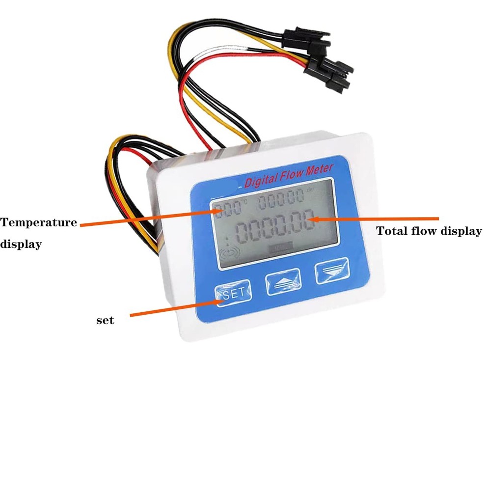 Water Flow Totalizer and Rate Meter with Digital LCD Display +G1/2"...