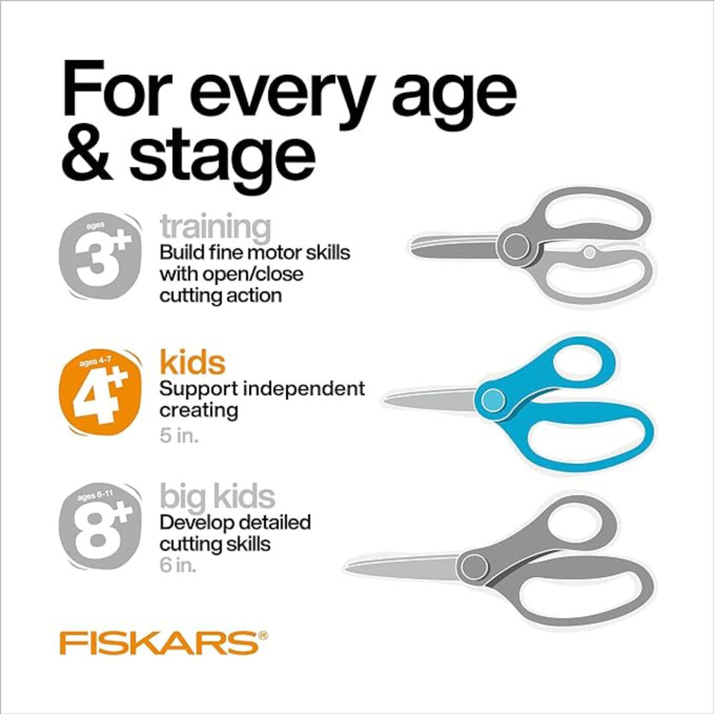 Fiskars Kids Pointed Tip Scissors Classpack: 5 in. / 12-pack / Assorted (4 color