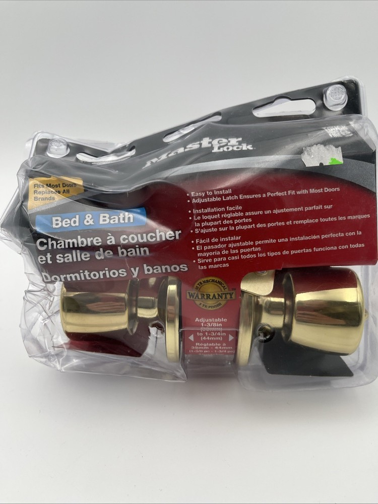 Master Lock Bed And Bath Gold Lockable Doorknob
