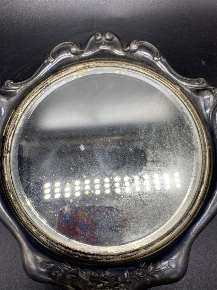 Victorian Silverplate Repousse Cherub Frame Vanity Mirror