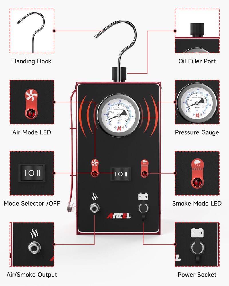 ANCEL S200 EVAP Vacuum Smoke Machine Diagnostic Tool Car Leak Detection Tester