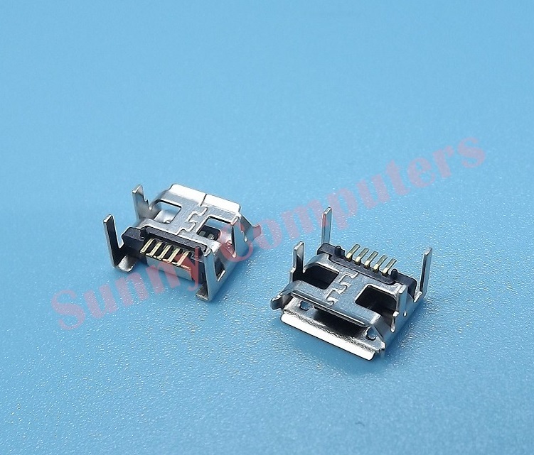 2x Micro USB Socket 5P Female Port Replacement Part w/ 4 Fixing Pins 2 Poles C