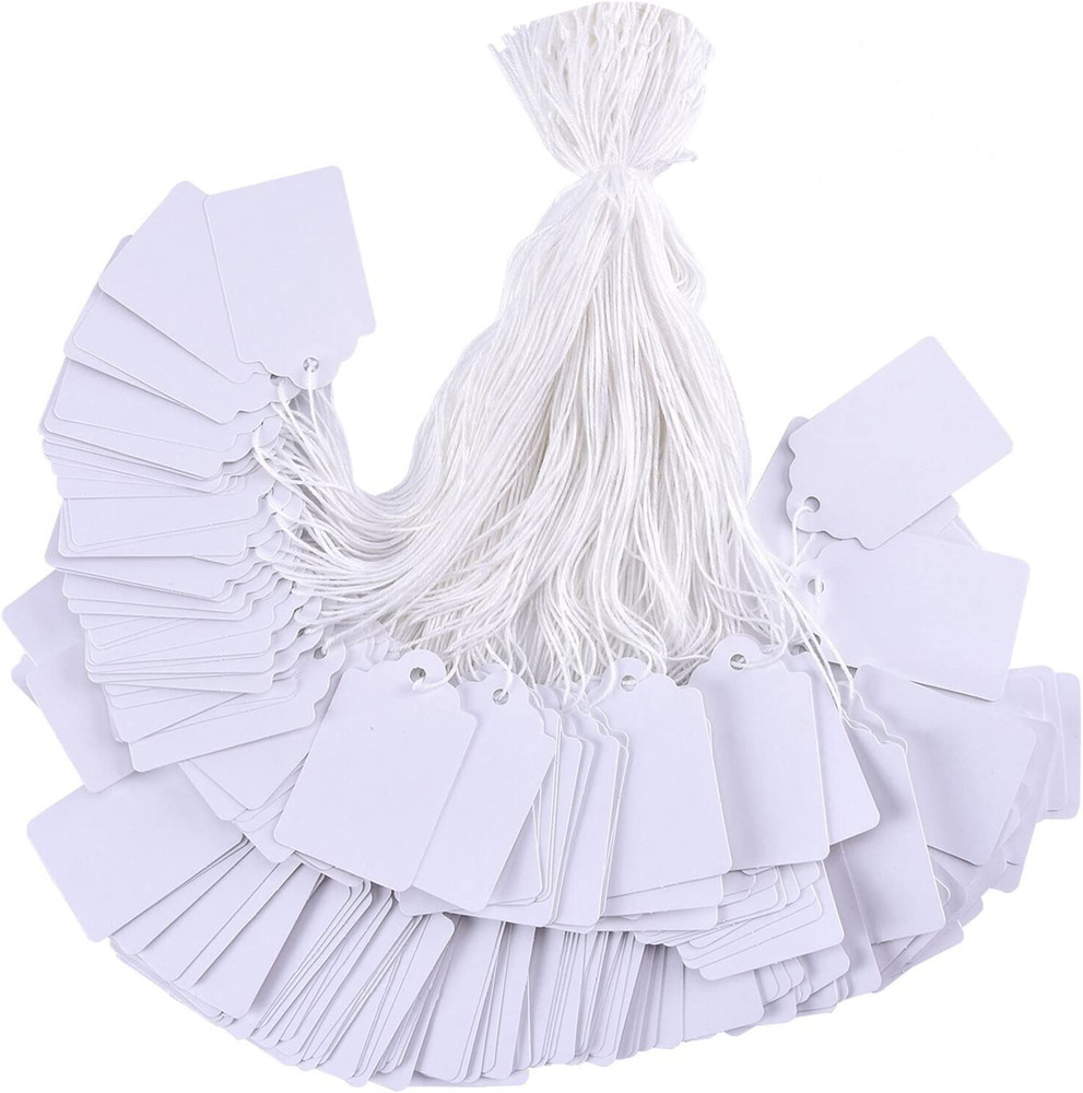 1000Pcs  Price Tags with String Attached, White Marking Merchandise Strung Tags