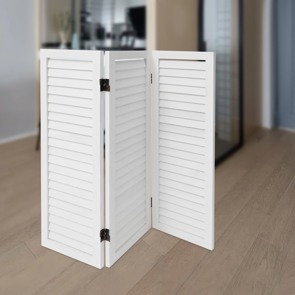 Room Divider Privacy Screen Foldable Partition Stand 3 Panel White  USA