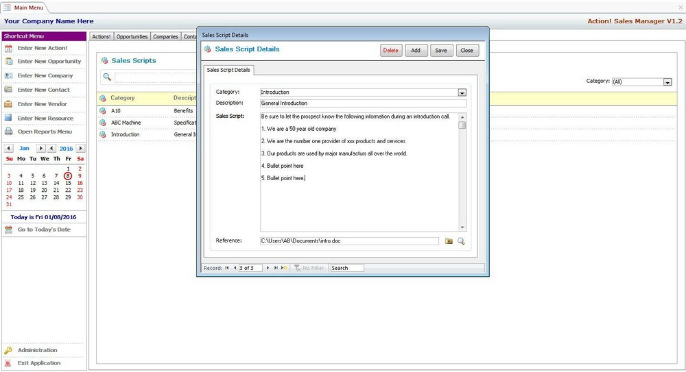 MS Access Based Sales Manager CRM Software - Use As-Is or Customizable