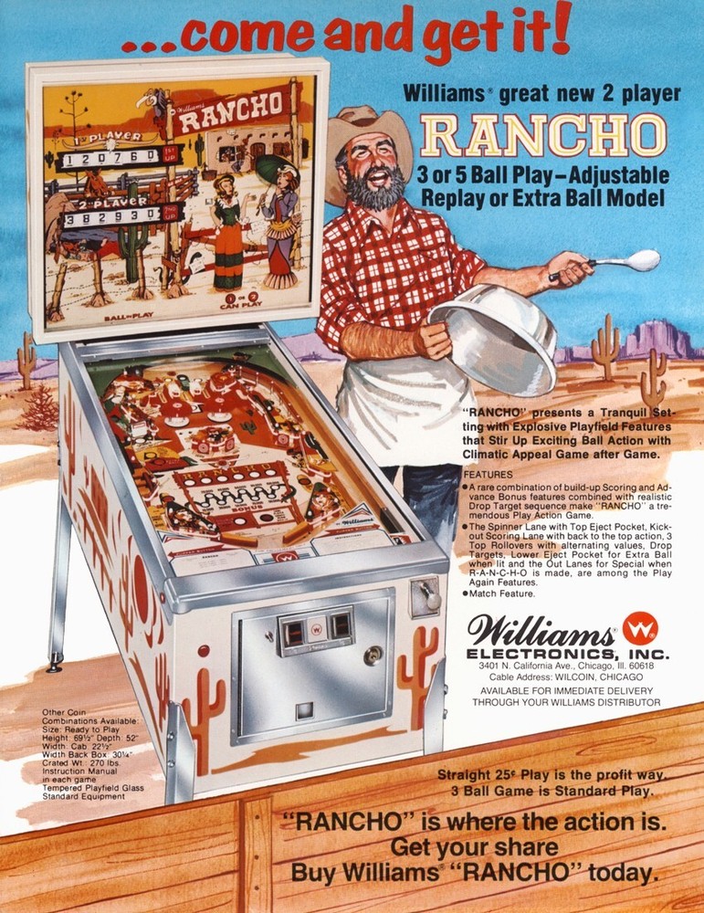 1977 Williams Rancho Pinball Machine Maintenance Tune Up Kit