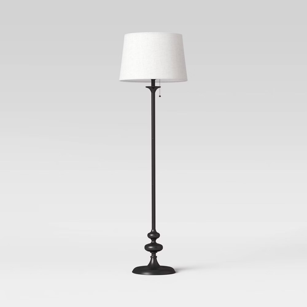 62.5"x16" Londonberry Stick Floor Lamp Black - Threshold: Pull Chain,