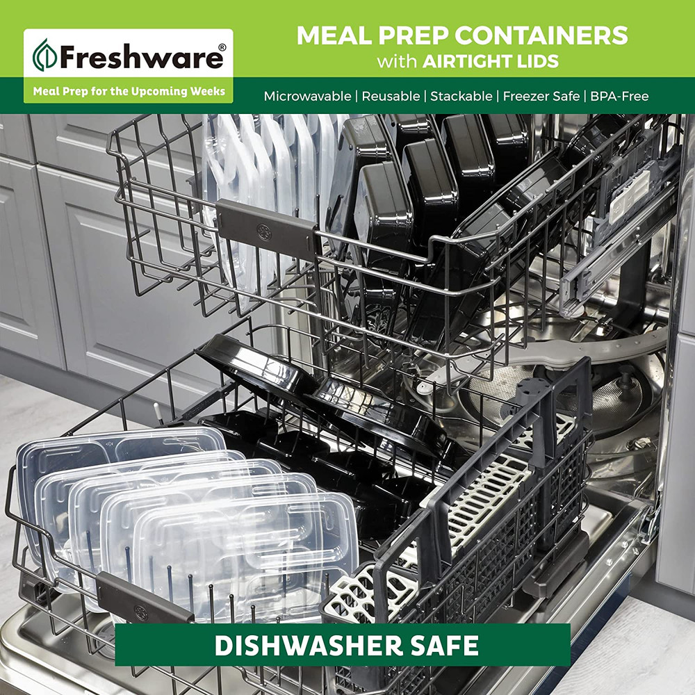 Meal Prep Containers [21 Pack] 3 Compartment with Lids, Storage Containers, Ben