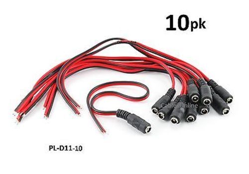 10-PACK 10inch Security Camera DC Power Pigtail Female Jack Cable,  PL-D11-10