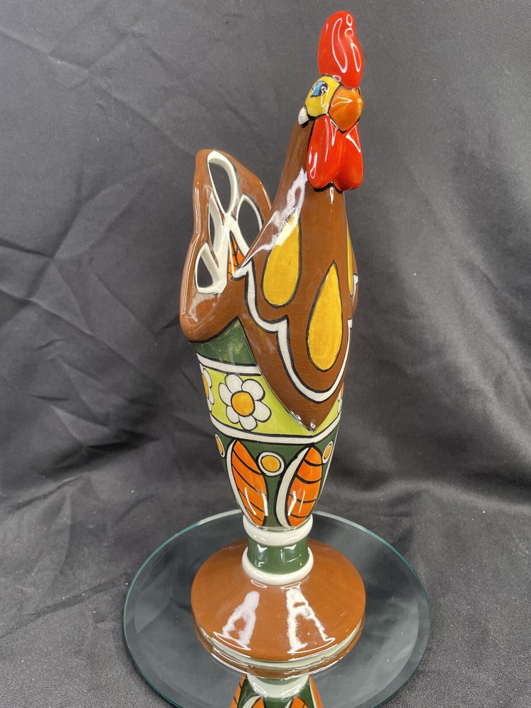 Ceramic Rooster Vase Planter 13”