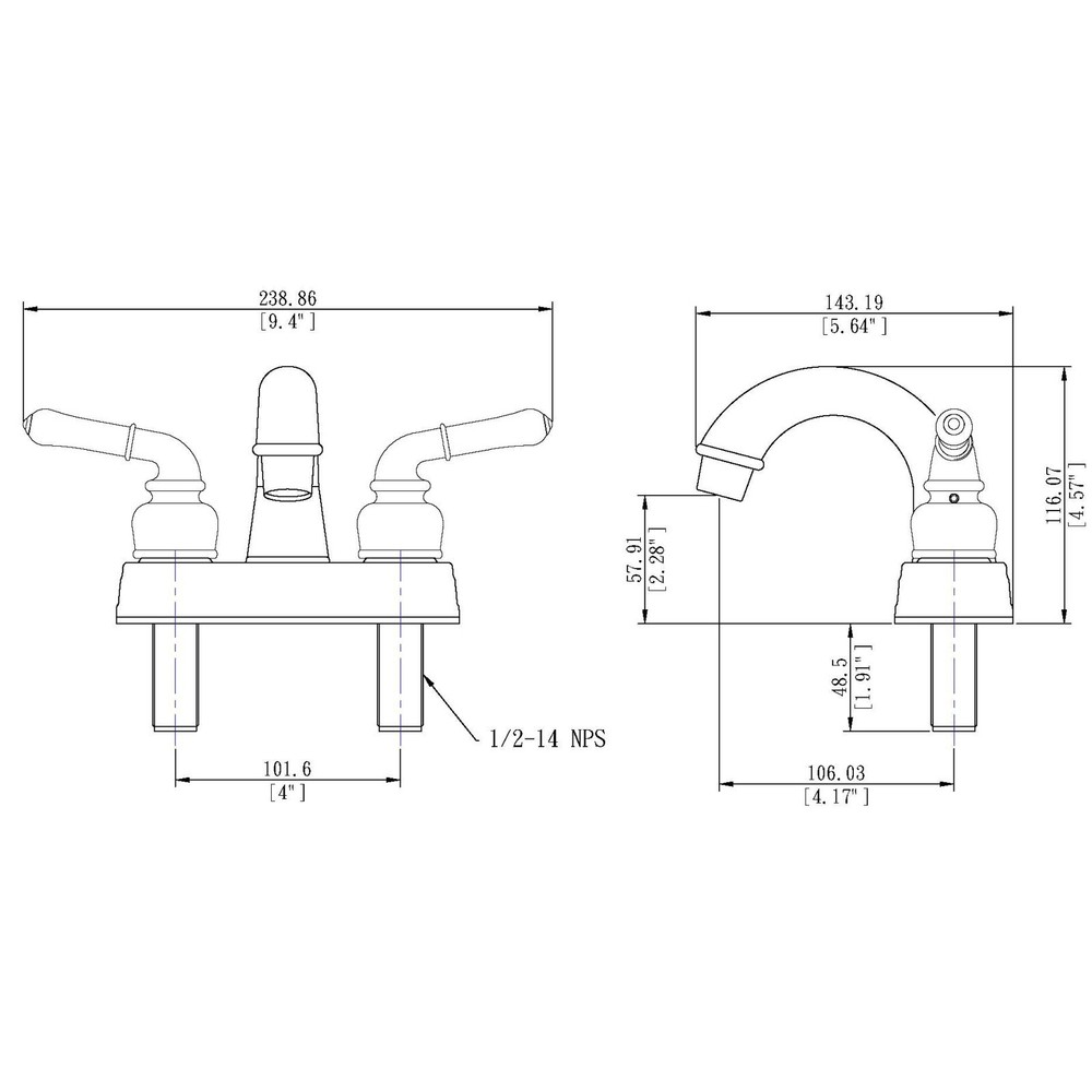 RV Two Handle Non-Metallic Centerset Lavatory Faucet Black Finish