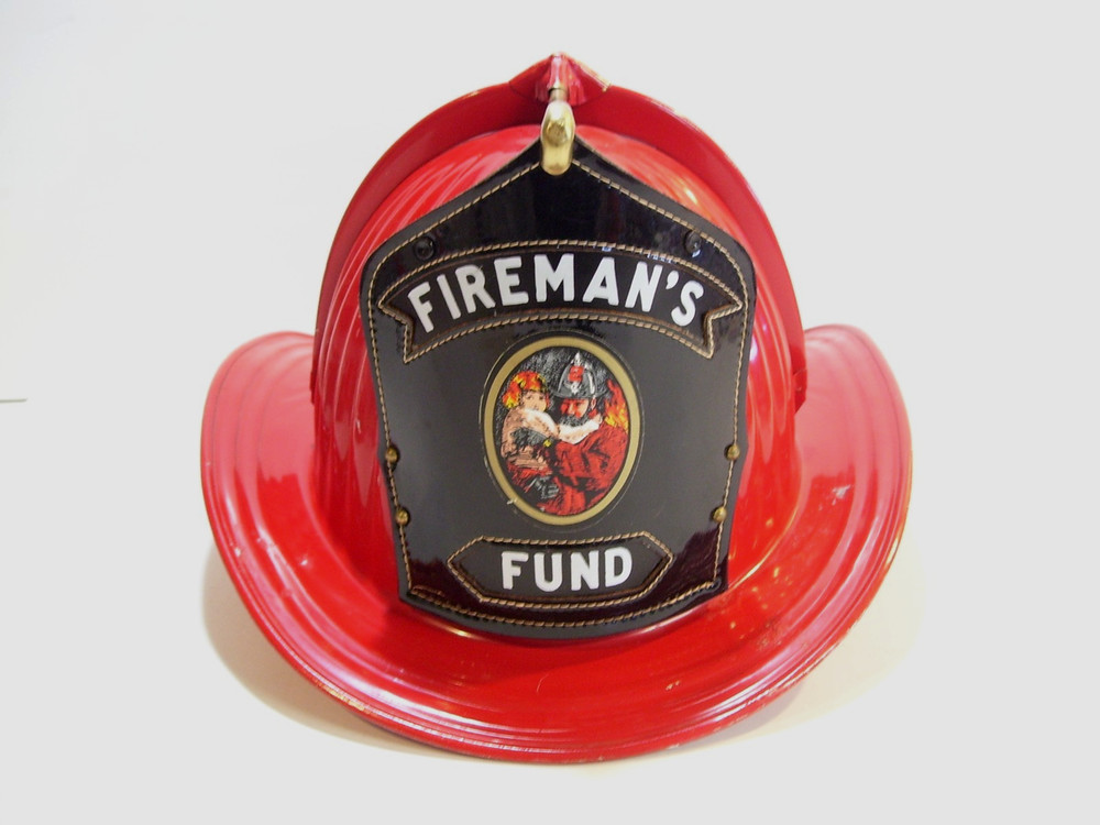 Cairns Senator Fireman's Fund Fire Helmet, Vintage J code 1965