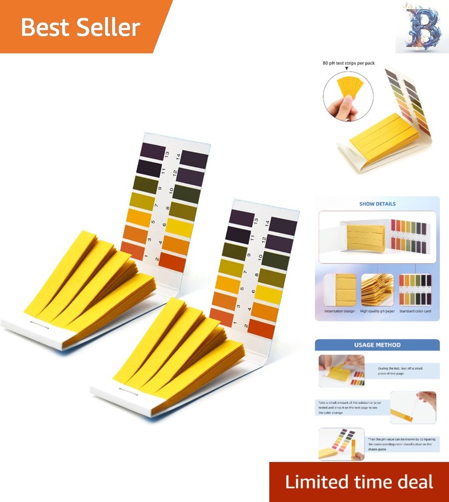 2 Pack pH  Strips - 160 Strips for Water, Soil, and Urine Testing 1-14