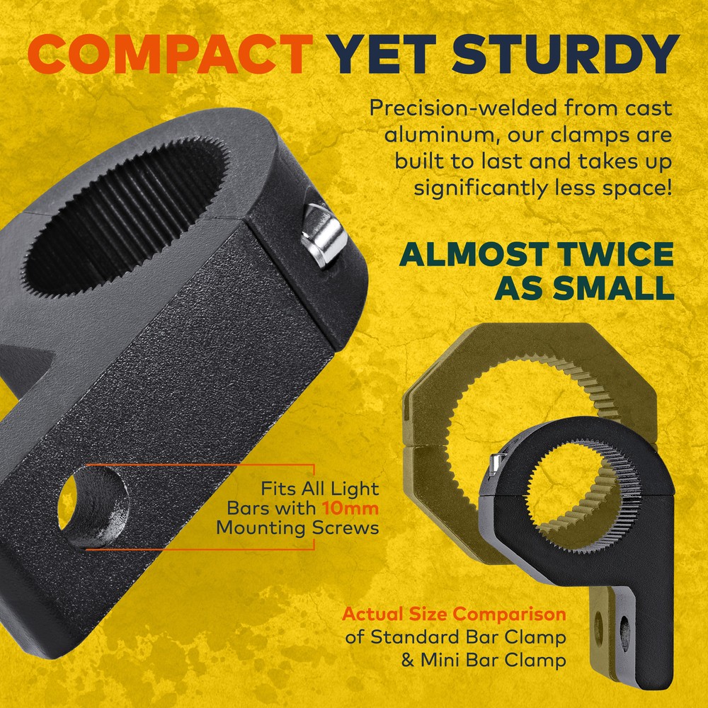 2pc Horizontal 0.75/1/1.25" ATV UTV Off-Road Light Bar Clamp Mount Bracket Kit