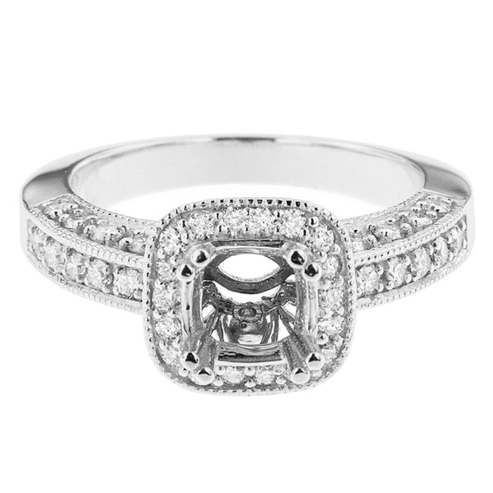 6.5mm Cushion Cut Ring Setting 925 Silver Semi Mount Blank Engagement Ring