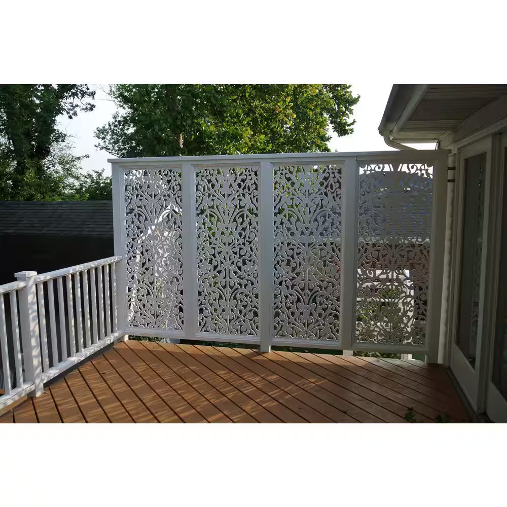 Ginger Dove 4 Ft. X 32 In. White Vinyl Decorative Screen Panel