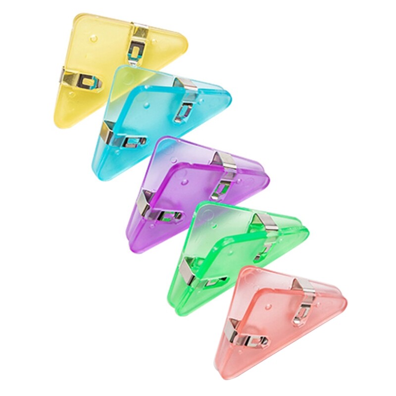 5Pcs Corner Paper Clamps Triangular Paper Clip Bookmarks Clip for Office School