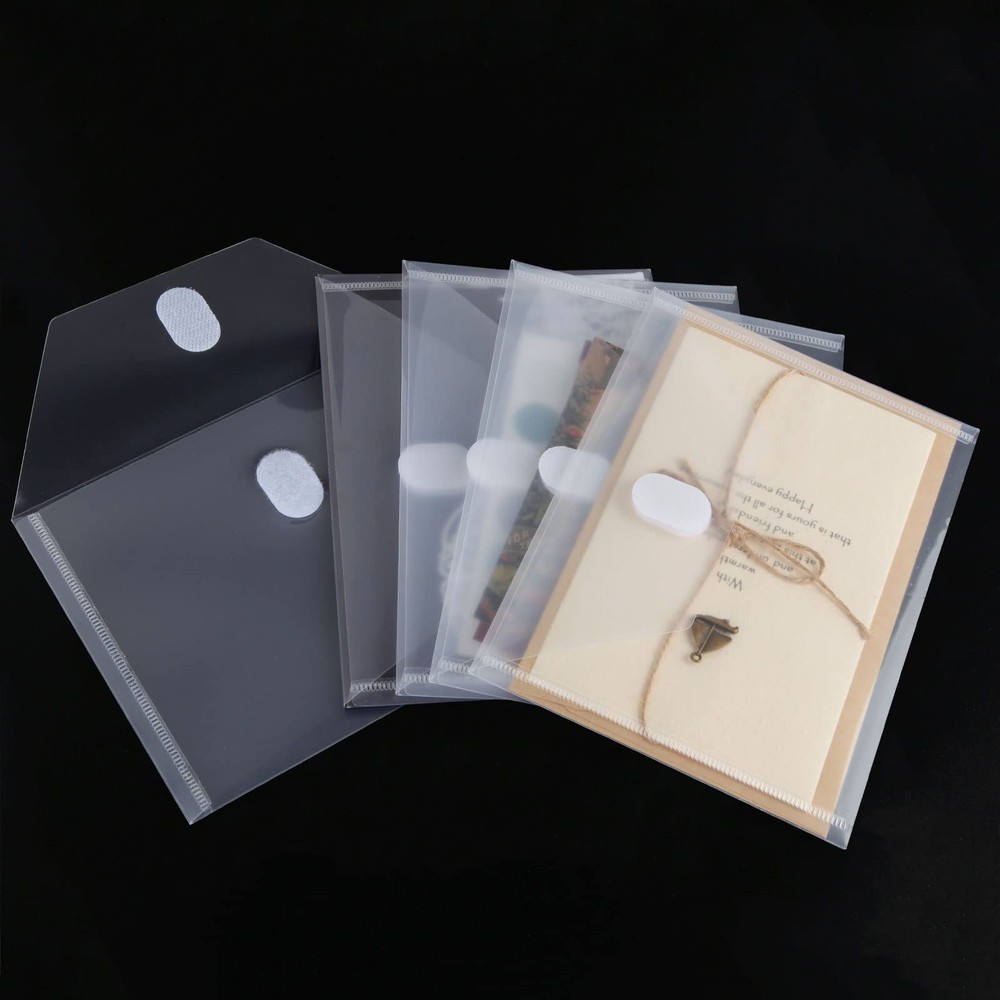 48 Packs Clear Plastic Small Envelope with Hook & Loop Closure 5 1/2 x 7 1/2 ...