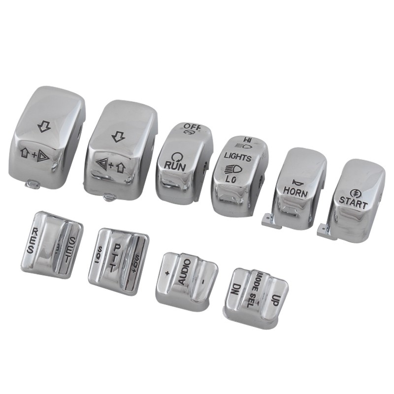 10pcs Chrome Hand Control Switch Button Covers For Harley Electra Glide FLHTCU