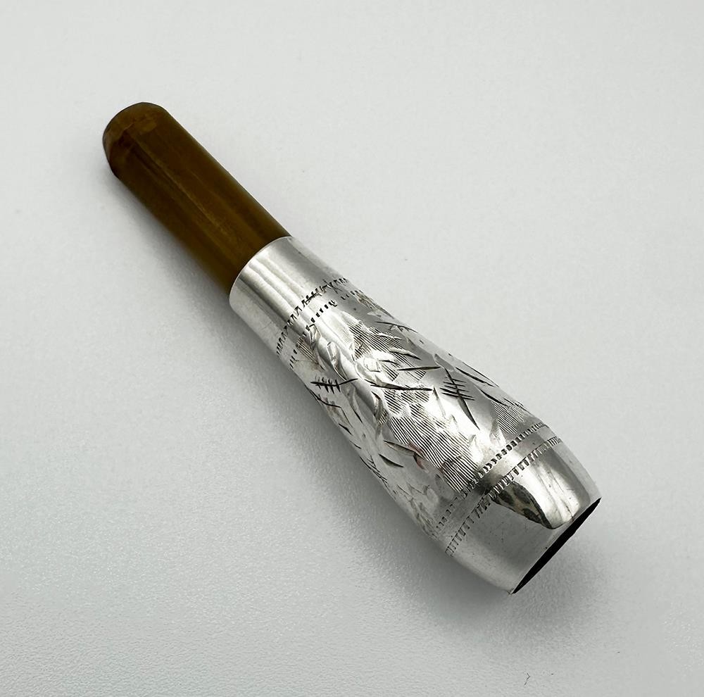 ANTIQUE CHEROOT HOLDER & CASE STERLING SILVER c1920