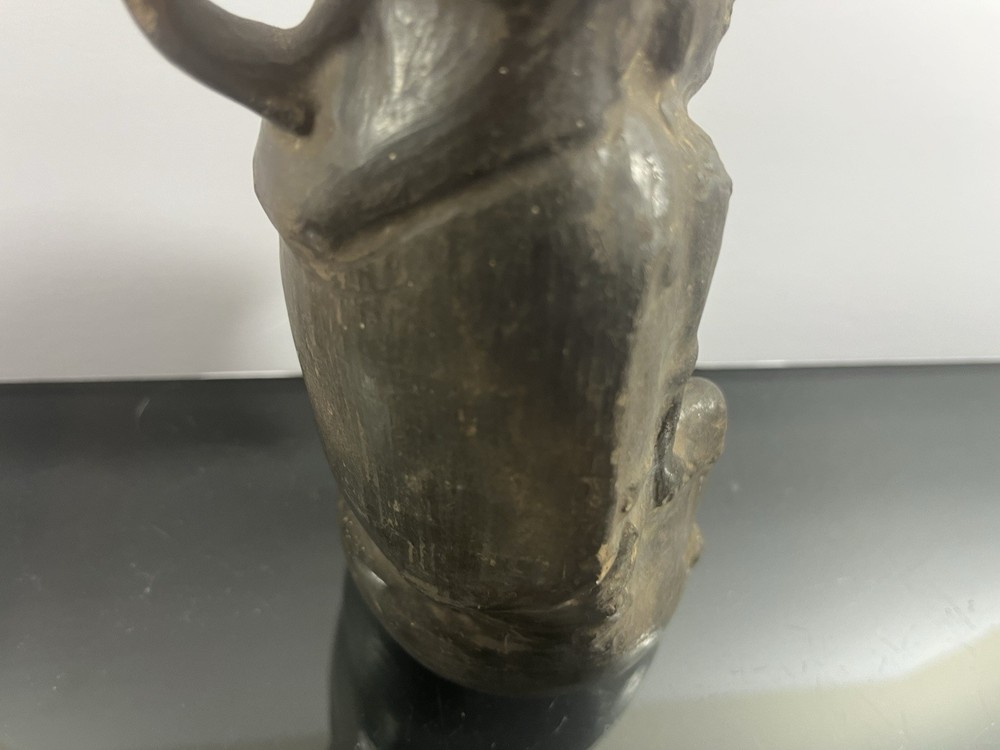 Vintage Peruvian Moche 9" Blackware Effigy Vessel