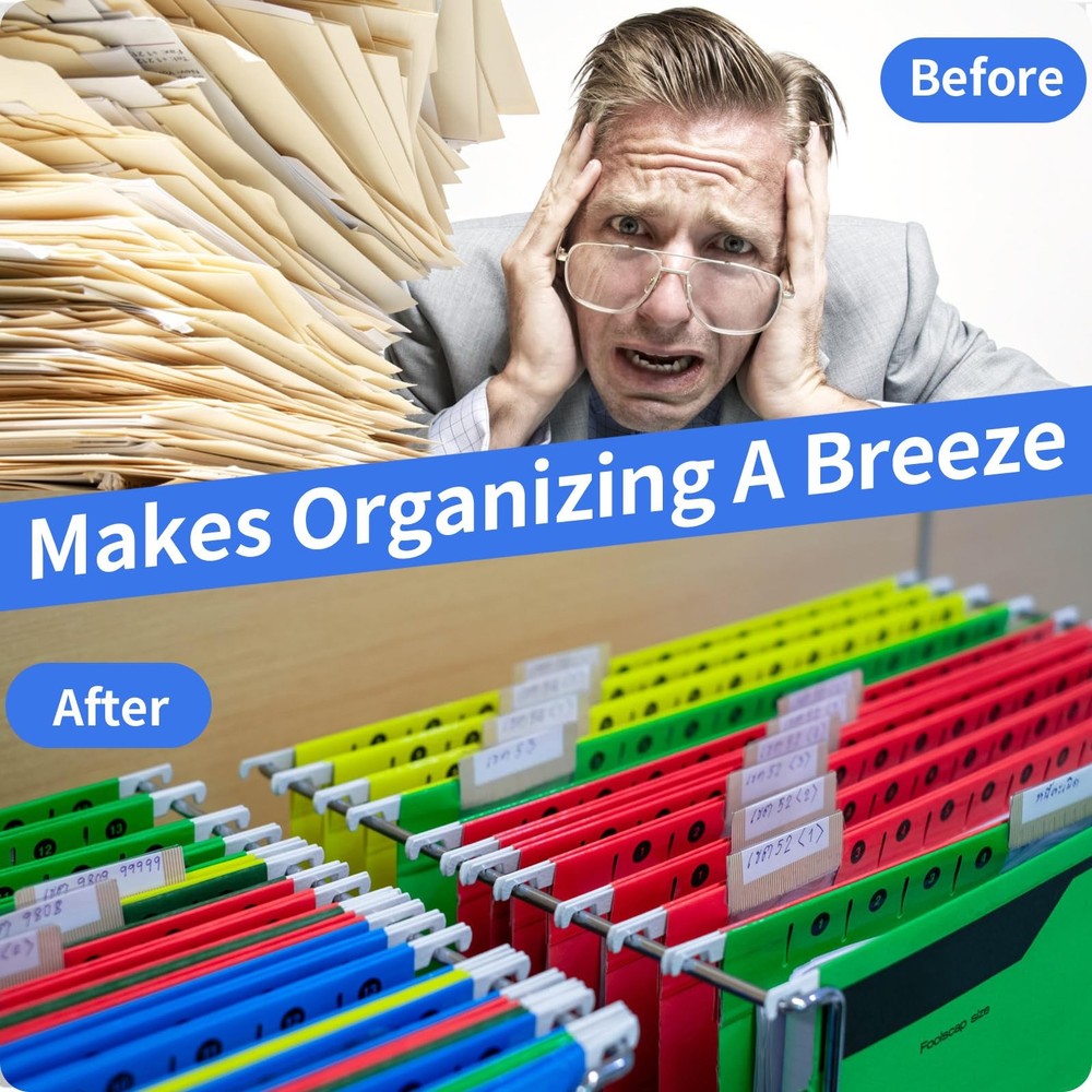 120 Hanging File Folder Tabs + 200 Inserts Clear Plastic Folder Labels