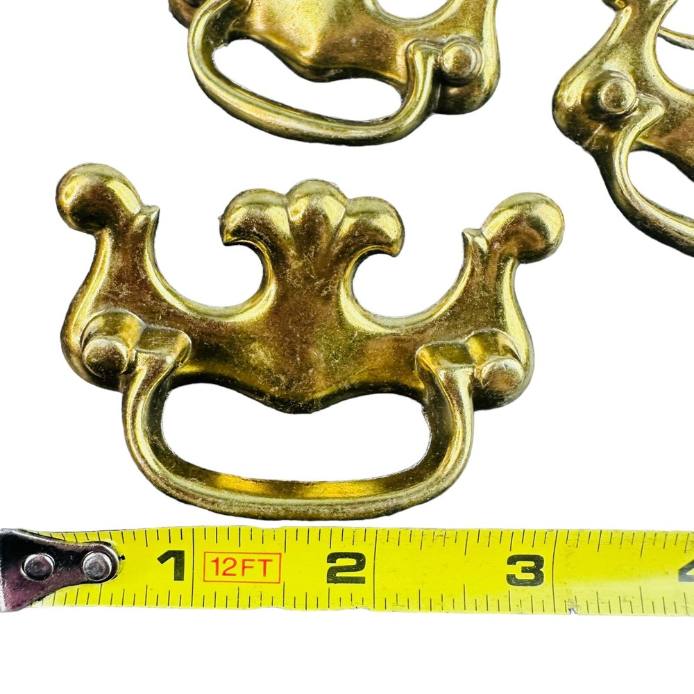 5 Vtg single post bail pull antiqued brass