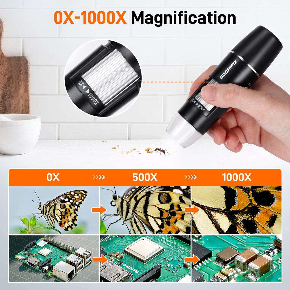 Handheld WiFi 50-1000X Magnification USB Digital Microscope Wireless with Stand