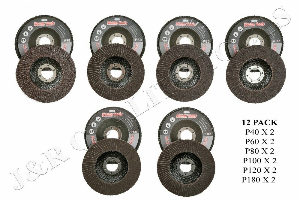 12 PIECE ASSORTED GRIT 4.5" INCH FLAP GRINDING DISC WHEELS SANDING GRINDING