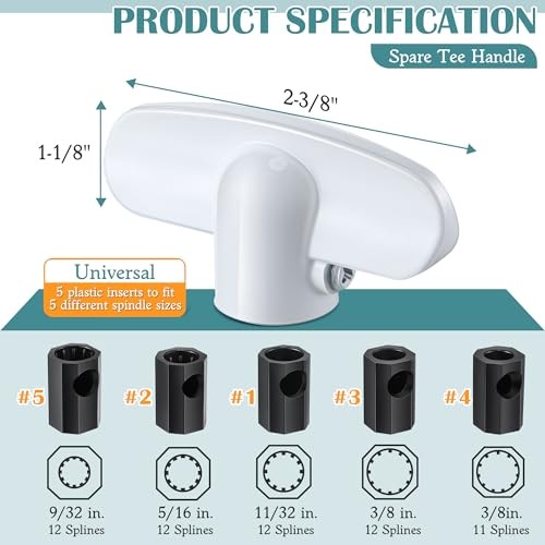 Pack/8'' Spline Socket Crank Handle with Tee Handle Casement Operator, Stone 3