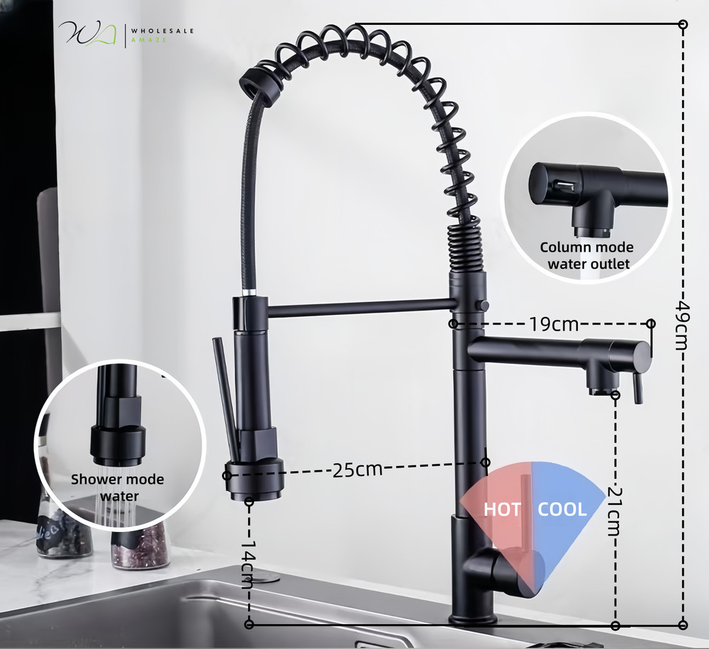 Kitchen Faucet Kit 2-Function Pull Down Sprayer Pot Filler w/Spring Spout