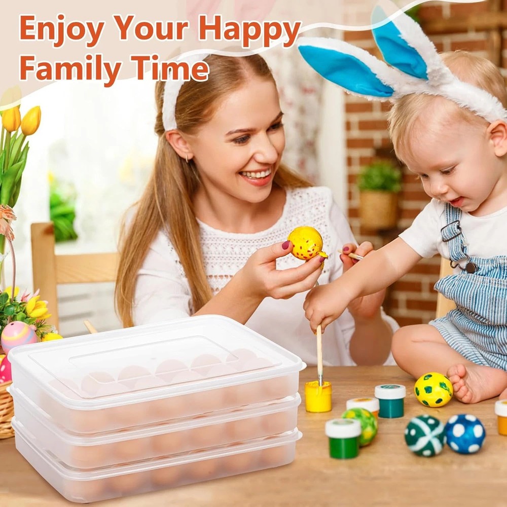 3 Pack Deviled Egg Containers with Lid and 8 Pcs Deviled Egg Injector Piping Too