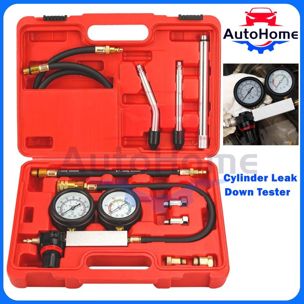 Cylinder Leak Down Tester Petrol Engine Compression Leakage Detector Tool Kit