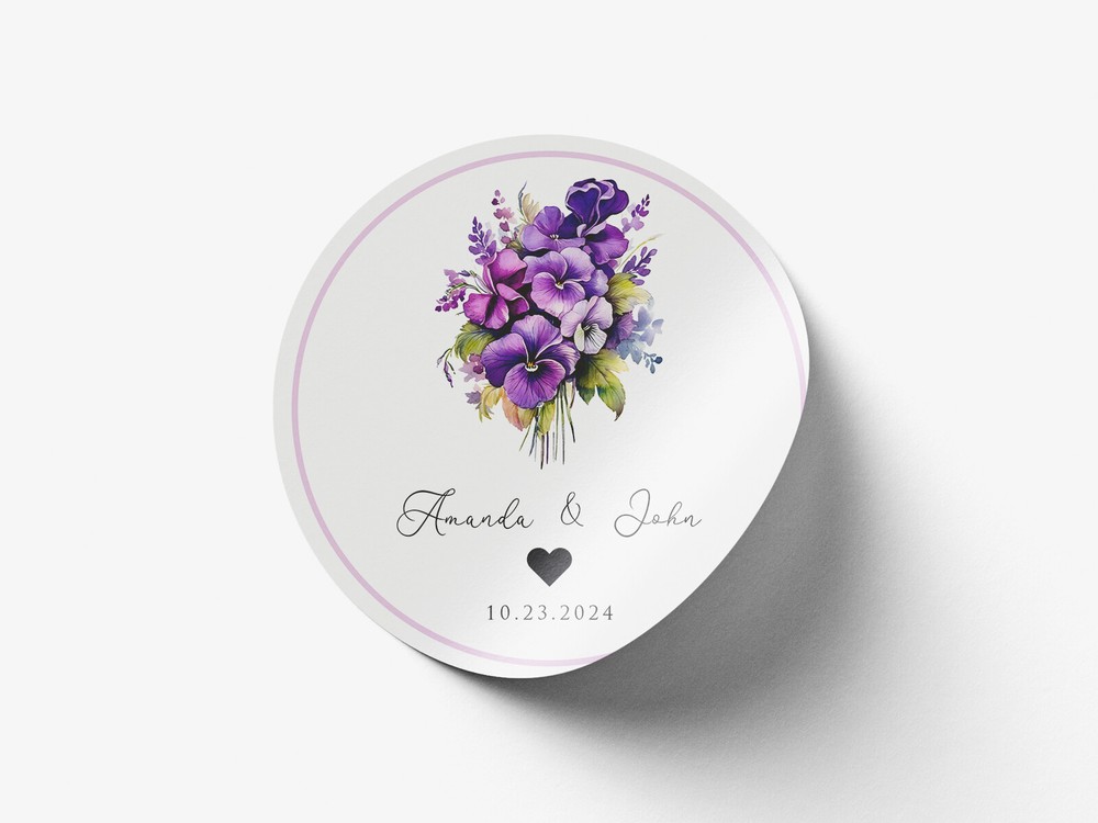 Personalised wedding round sticker labels, custom stickers