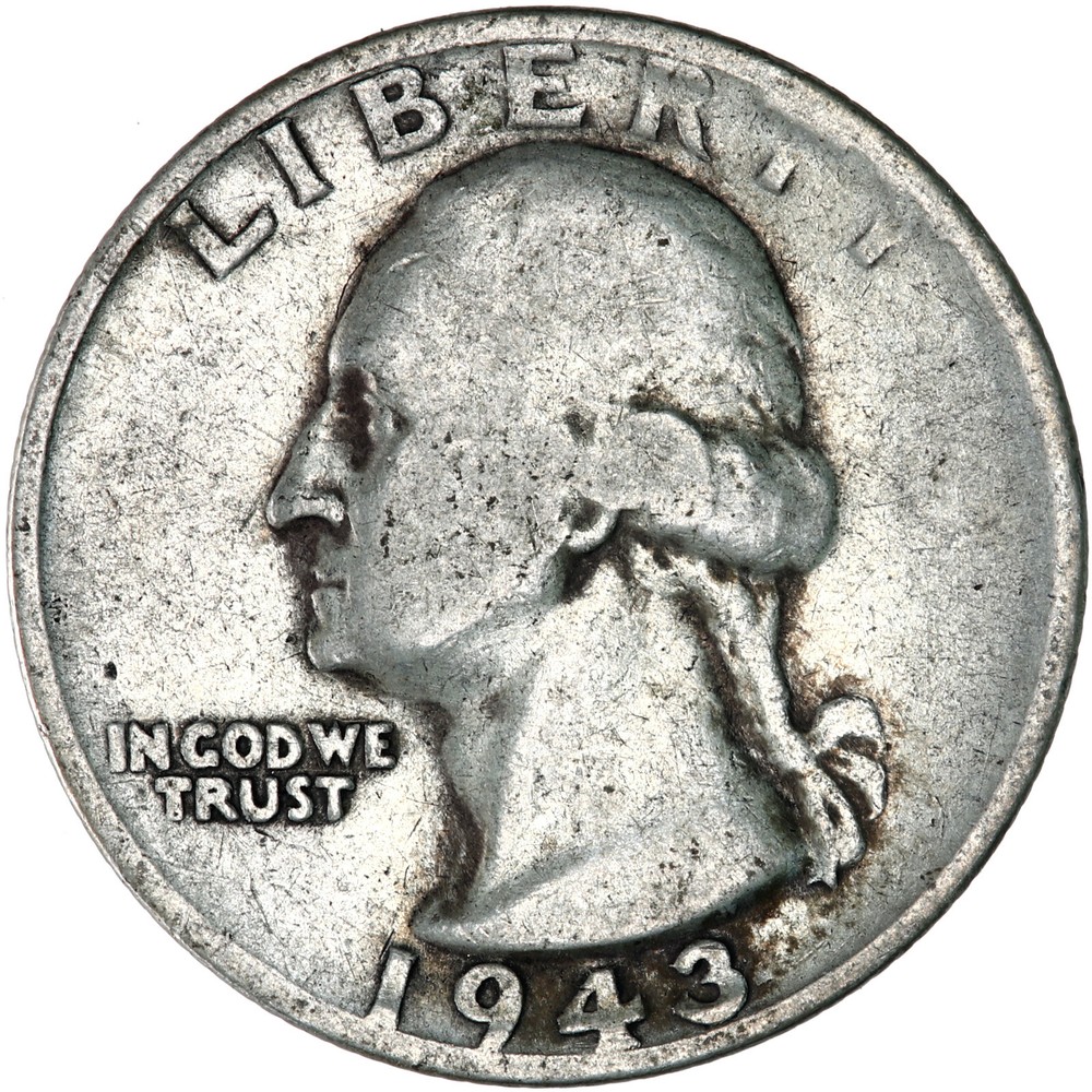 1943 S Washington Quarter 90% Silver Very Good VG