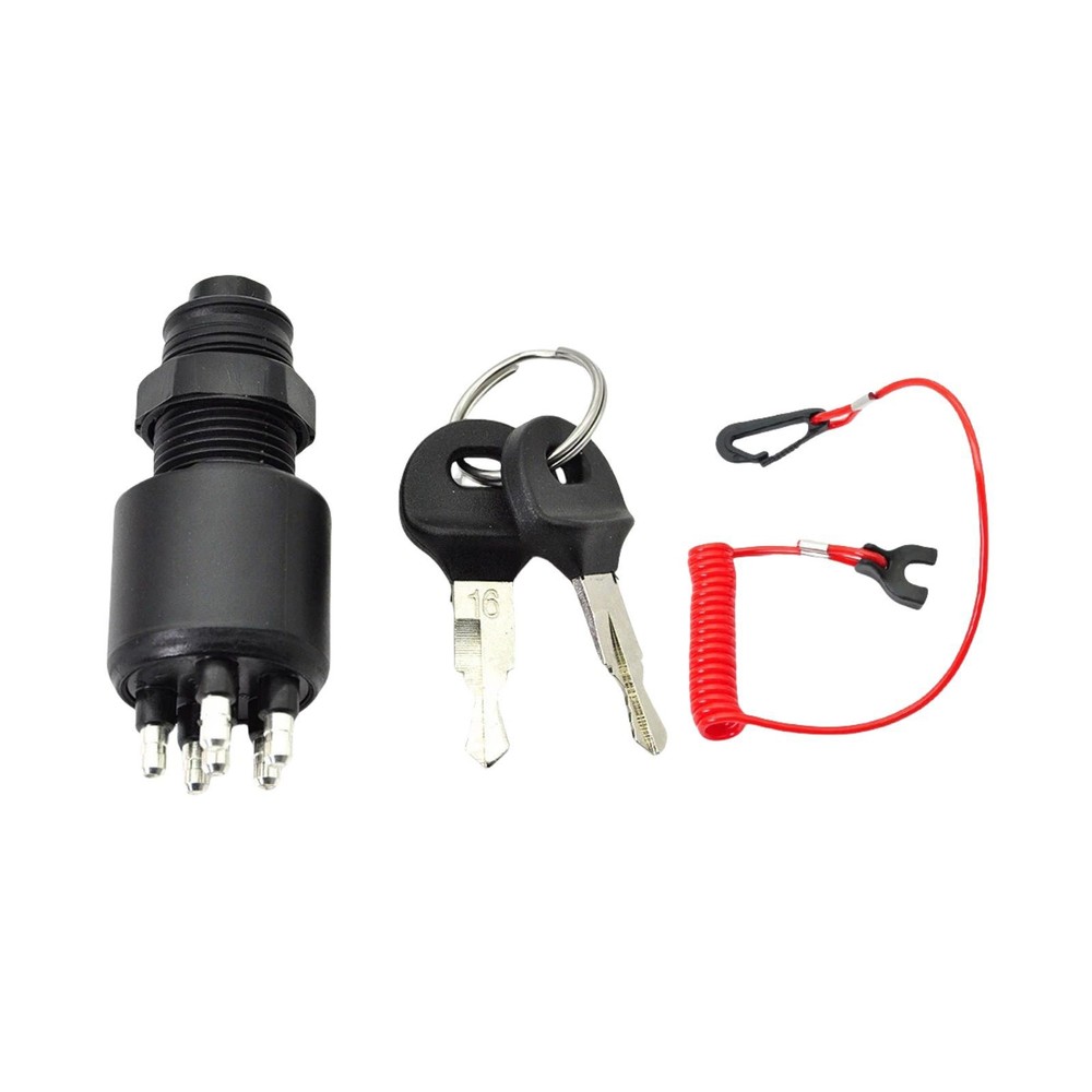 Durable Ignition Key Switch w/ Safety Lanyard Replacement Part for Johnson Boat