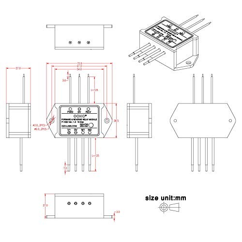 Forward and Reverse Relay Module for Motor/Linear Actuator, Reversing DC 12V