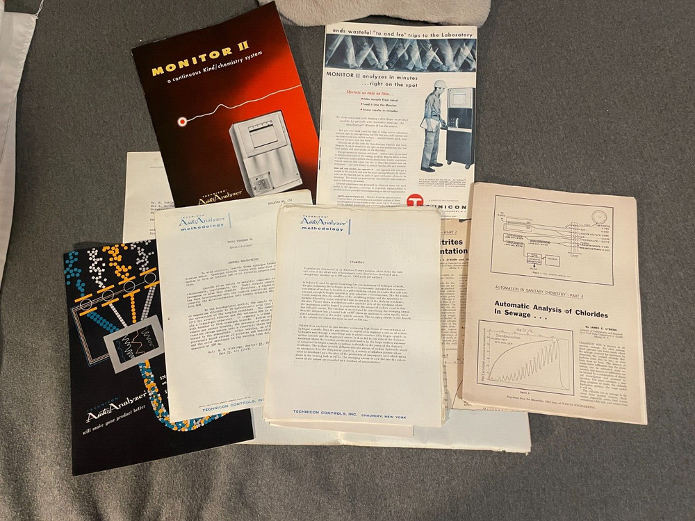 Technicon AutoAnalyzer Digest Packet Lot Brochure 1960's Vintage Spec Sheet
