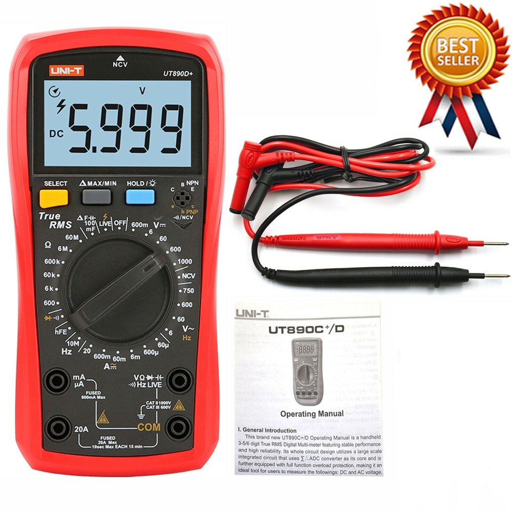 UNI-T UT890C / 890D+ Digital True RMS Handheld Multimeter AC / DC Frequency Test