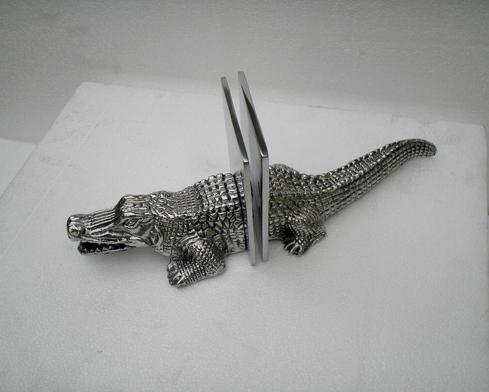 Decorative Metal Alligator Bookend Table Top Statue Gift bookends